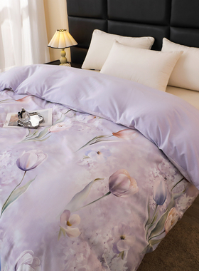 梦幻单独紫色被套2x2米3全棉180cm220江苏南通高端纯棉磨毛超柔软