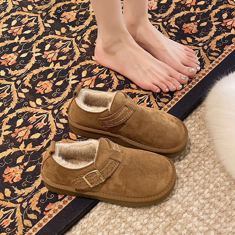 厚底勃肯鞋女加绒保暖毛毛棉鞋2026年冬季一脚蹬软底舒适雪地靴