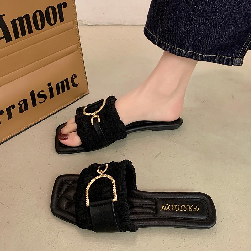 网红仙女风高级感凉拖平底