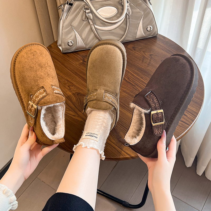 豆豆鞋平底舒适保暖毛毛棉鞋