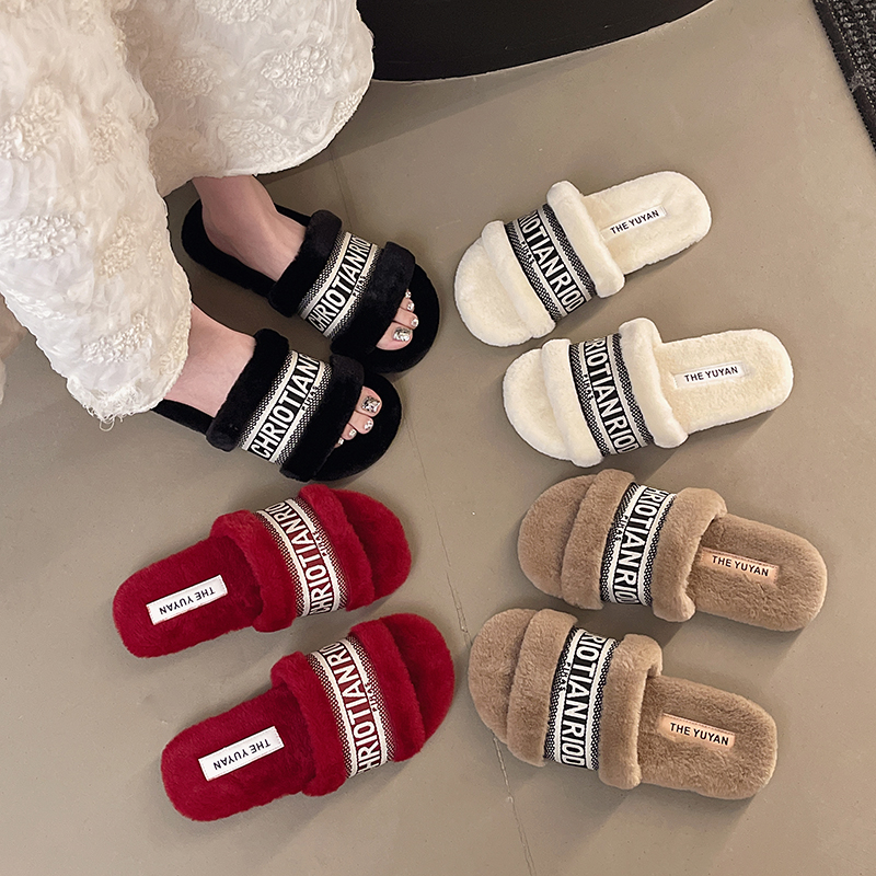 小香风毛毛拖鞋女时尚外穿