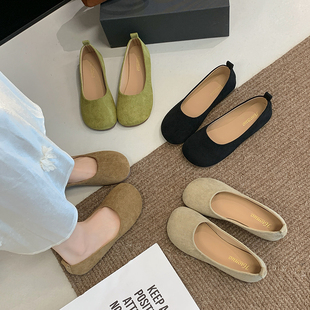 浅口单鞋女春秋平底一脚蹬孕妇软底奶奶鞋大码41 42 43特大号女鞋