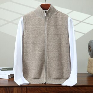 2026新款100%纯山羊绒马甲男士立领毛衣宽松针织打底衫休闲背心男