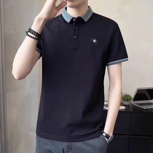 2026夏季翻领POLO衫新款潮牌男士短袖t恤高端休闲珠地棉有领半袖