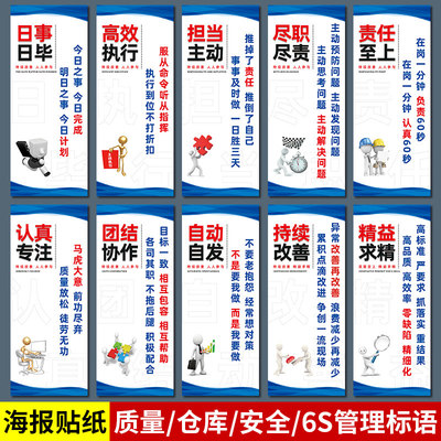 自粘型工厂6S管理标识牌5S车间标语7S标贴宣传看板激励志文化墙质量8S安全生产海报贴纸仓库铭牌子标牌标识语