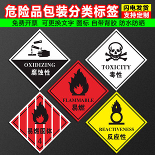 液体标贴剧毒包装有致癌物危险废物易燃二级放射性固体标识性当心反应海污一标签气体毒性品腐蚀感染物品有害