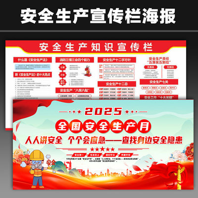 安全生产宣传栏海报贴画
