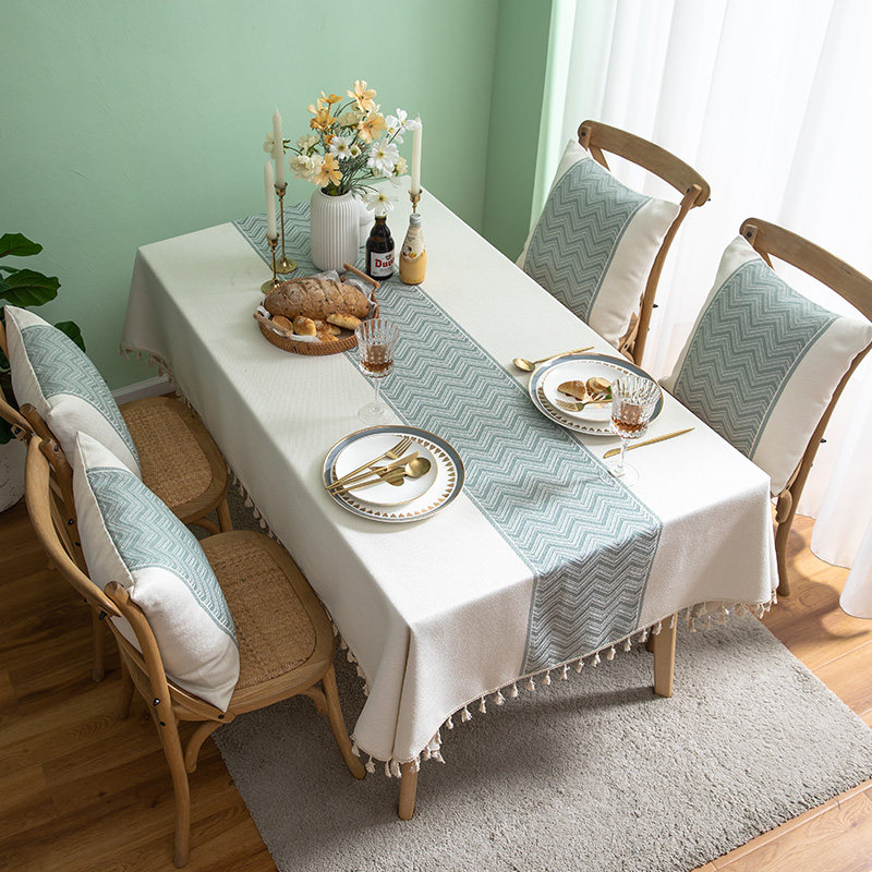 北欧ins风简约现代餐桌布高级感餐厅客厅茶几防尘盖布提花台布