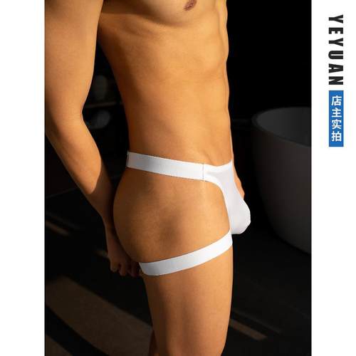 野原先生 男士纯色性感低腰丁字内裤青年镂空超薄透气比基尼