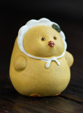 宜兴紫砂小黄鸡茶宠可养茶玩