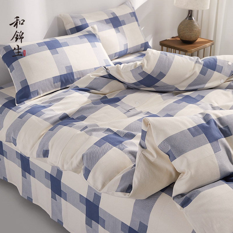 和锦生纯棉四件套全棉老粗布床上用品套件老棉布加厚厚实「传承」