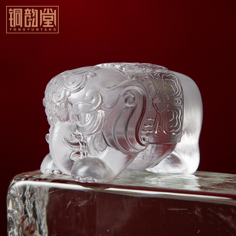 白象摆件古法琉璃吉祥物男士手把件随身把玩文房镇纸办公桌面装饰,家居饰品,装饰摆件,淘宝优惠券,粉丝福利购,淘宝优惠卷