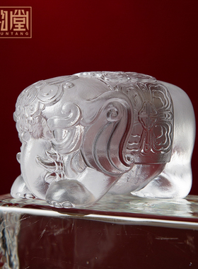 白象摆件古法琉璃吉祥物男士手把件随身把玩文房镇纸办公桌面装饰