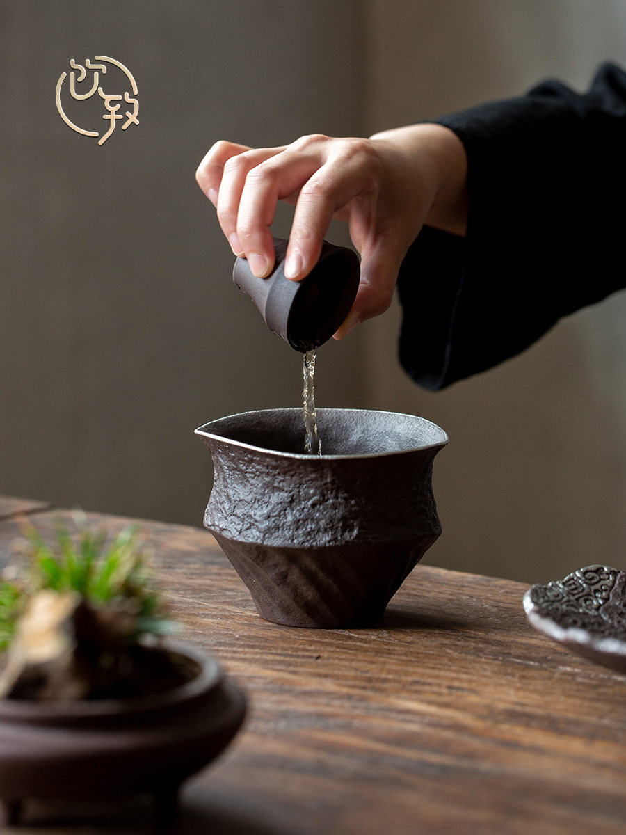 饮致老岩泥茶洗粗陶茶渣缸家用简约水盂覆古杯洗单个建水茶道配件