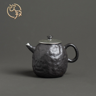 饮致鎏银黑陶茶壶泡茶手作复古高档泡茶壶单壶家用功夫茶具泡茶器