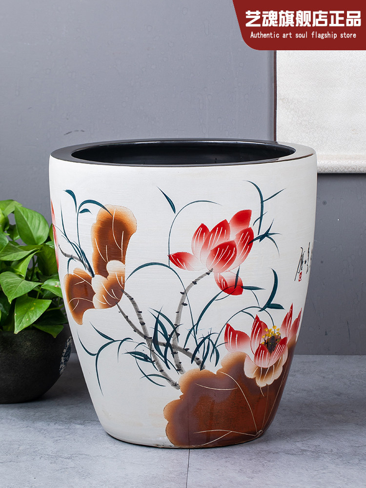 加高陶瓷古法金鱼缸养荷花睡莲盆水缸老式室外庭院客厅摆件书画缸,宠物/宠物食品及用品,底柜/落地缸,淘宝优惠券,粉丝福利购,淘宝优惠卷