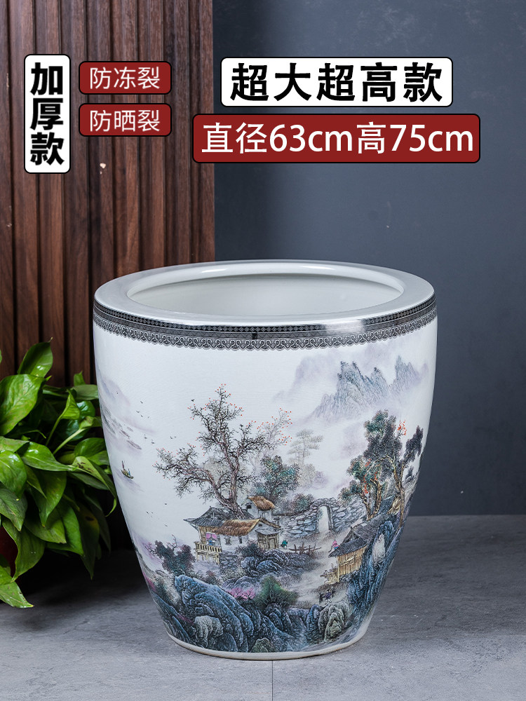 景德镇青花陶瓷古法养鱼缸加高养乌龟鱼缸阳台家用碗莲盆庭院水缸