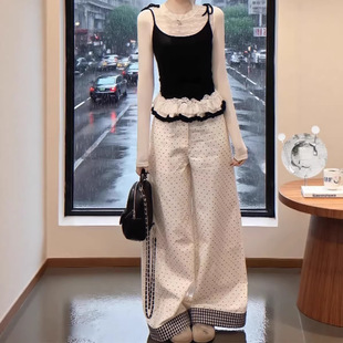 春季搭配一整套韩剧女主穿搭小香风甜美减龄波点连衣裙子两件套装