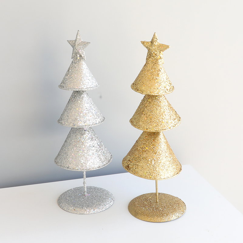 圣诞节北欧铁艺迷你圣诞树摆件商场橱窗餐厅桌面小型树装饰摆饰