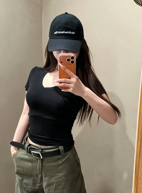 PULLY十三行新款纯色面膜T恤女轻薄透气百搭软糯舒适V领短袖