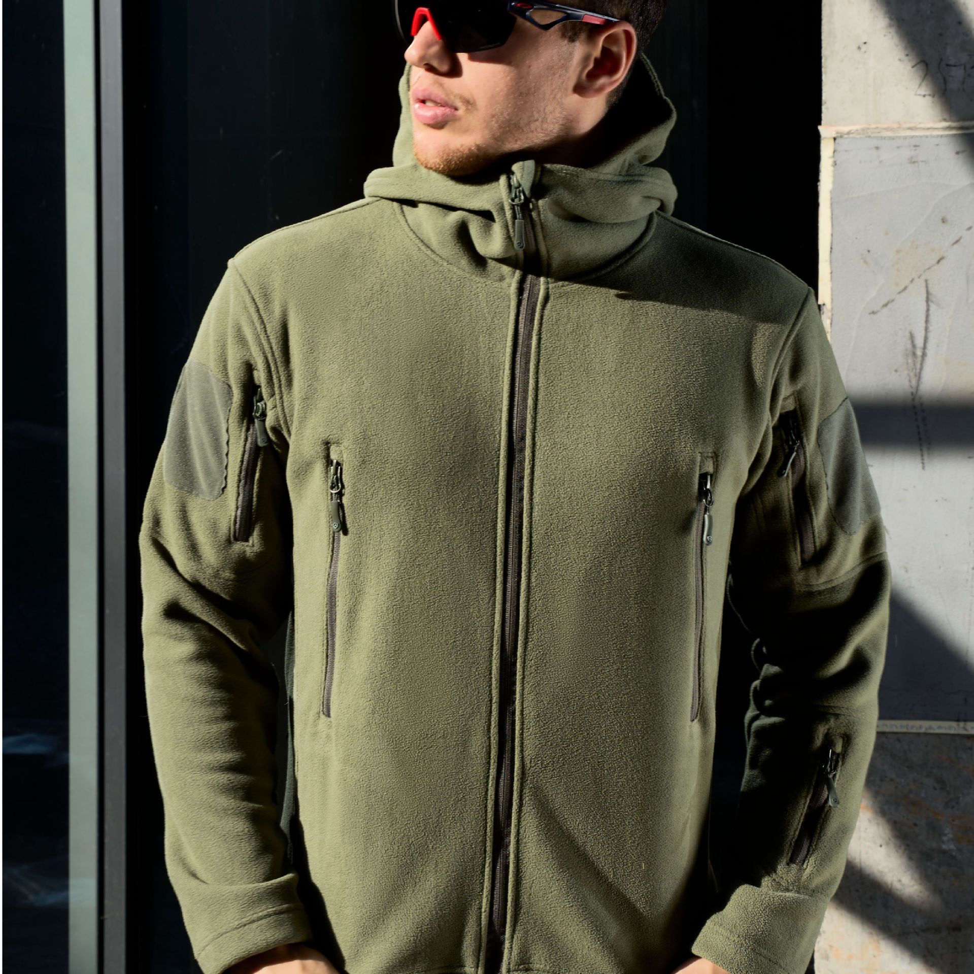 抓绒衣男士TAD款户外加绒保暖外套修身加厚冲锋衣内胆带帽夹克衫