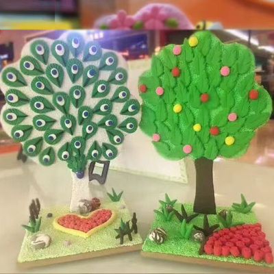 儿童美术粘土手绘植树节