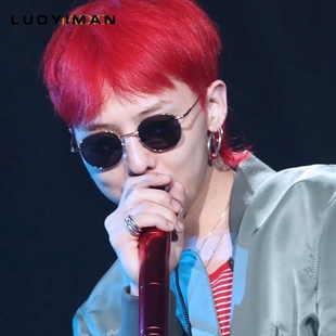 权志龙GD同款墨镜男小圆框痞帅圆框红色个性潮牌太阳眼镜酷帅日本