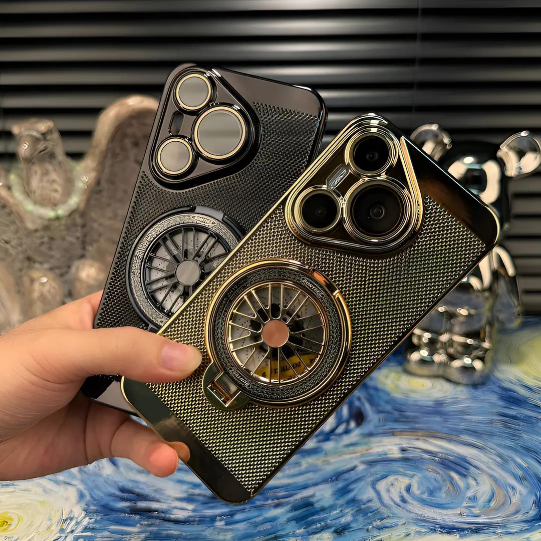 解压陀螺支架适用华为Pura70Pro+手机壳新款电镀网格散热壳Pura70Pro高级感超薄全包防摔套P70小众爆款男外壳