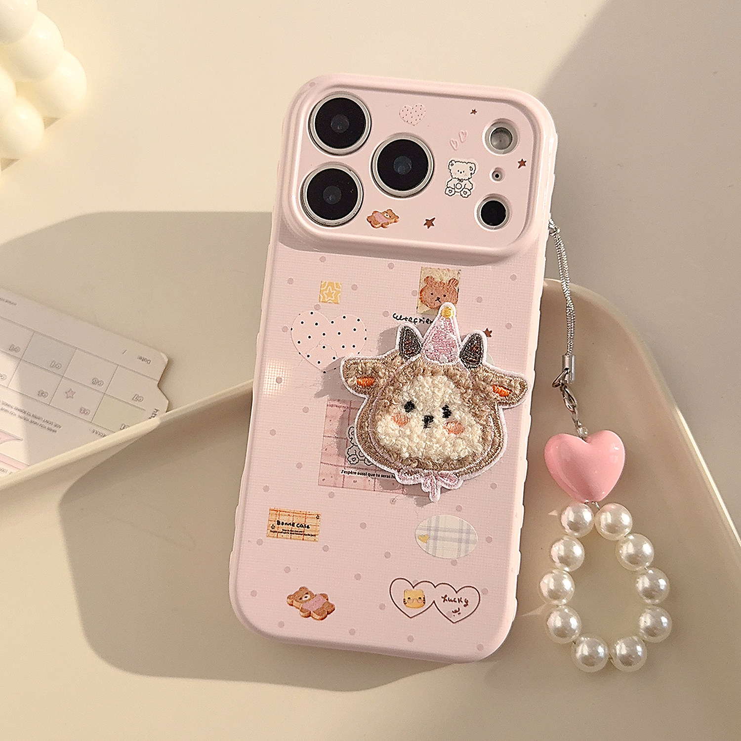 韩系少女粉色贴纸风卡通适用苹果17promax手机壳iphone16pro新款15女款14立体毛绒可爱小羊13甜美挂链12软壳,3C数码配件,手机保护套/壳,淘宝优惠券,粉丝福利购,淘宝优惠卷