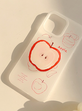 小众ins红色苹果支架适用17promax手机壳iphone16新款15pro男女款14小清新水果16个性涂鸦13防摔11全包软壳