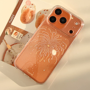13气质 14男女11透明12软壳16中国风简约个性 闪粉透明金色烟花适用苹果17promax手机壳iphone17新款 15pro女款