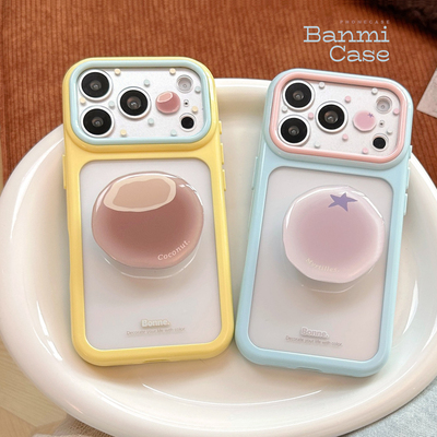 半米ins韩系透明多巴胺元气水果支架适用苹果18ProMax手机壳iPhone17保护壳女15新款16Promax保护套彩色边框