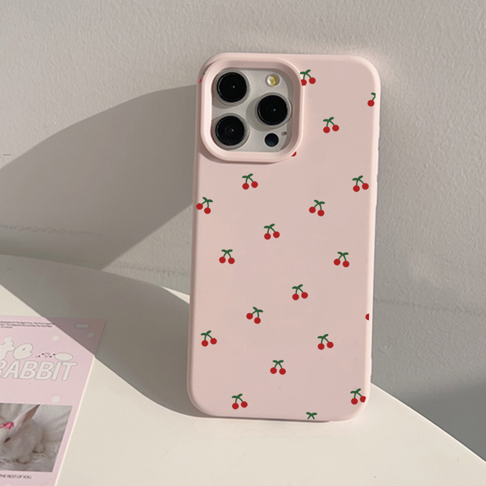 甜美ins风小樱桃适用苹果16promax手机壳iphone17新款15pro女款14小众少女心11日韩风简约16软壳保护套磨砂