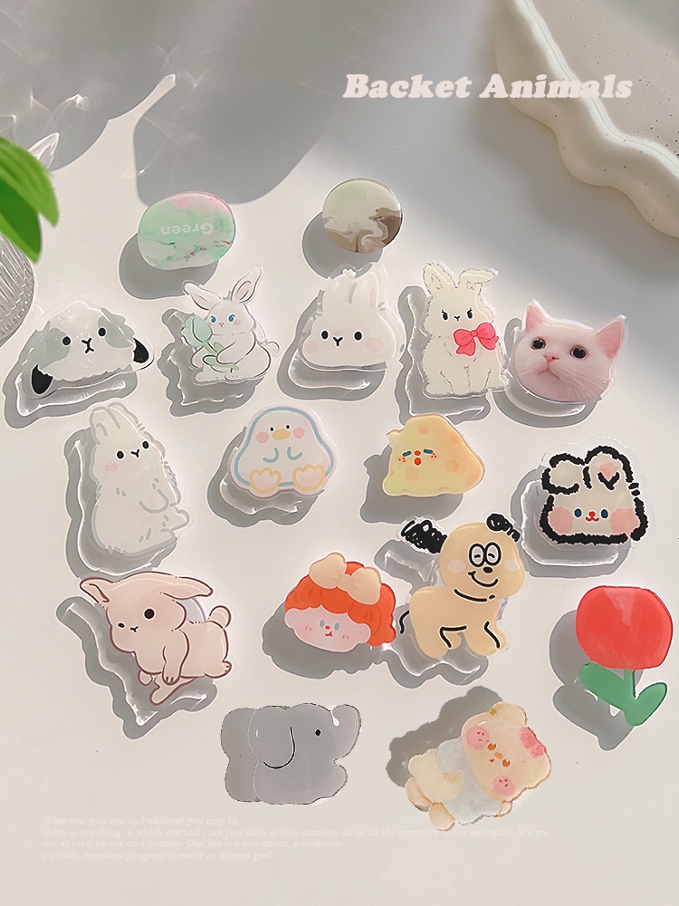 ins卡通动物可伸缩折叠手机支架懒人便携式支架桌面粘贴通用花朵