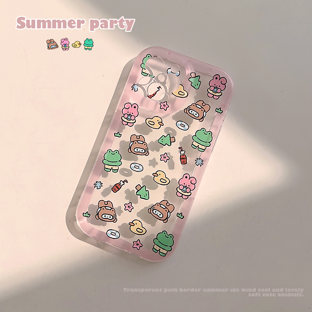 少女海边涂鸦小动物适用苹果13壳