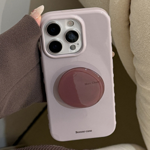 ins风简约复古灰紫色晶石支架适用苹果18promax手机壳iphone17pro新款16女款15韩系小众个性14全包软壳13防摔