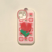 夏日郁金香适用iPhone16手机壳17pro max苹果14支架XS max软8plus少女11文艺小清新12全包15磨砂保护套13