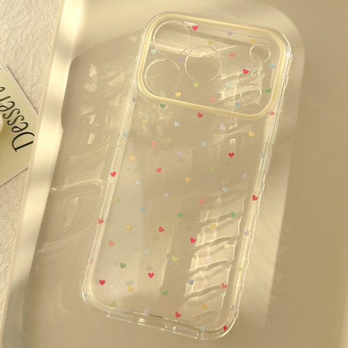 韩风彩色小爱心适用苹果17promax手机壳iphone16pro新款15女款14小清新ins风小众13防摔12软保护套17透明