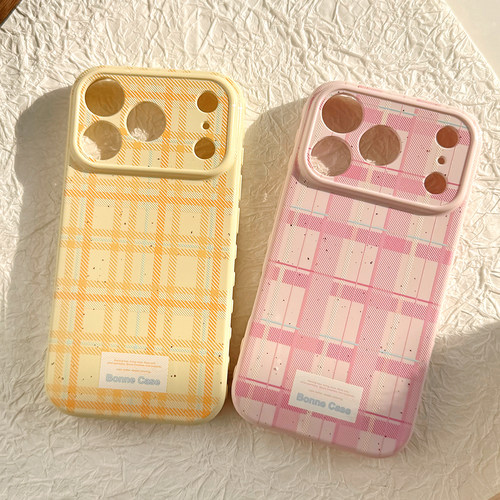 韩式彩格纹适用苹果17promax手机壳iphone16pro新款15女款14日韩风小众创意设计13防摔12全包软保护套17闺蜜