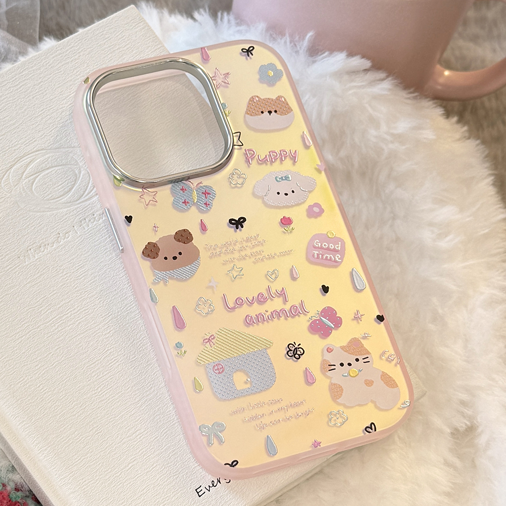 鎏金彩色小动物适用苹果17promax手机壳iphone16pro新款15女款14少女心13电镀镭射12硬壳16创意卡通17保护套