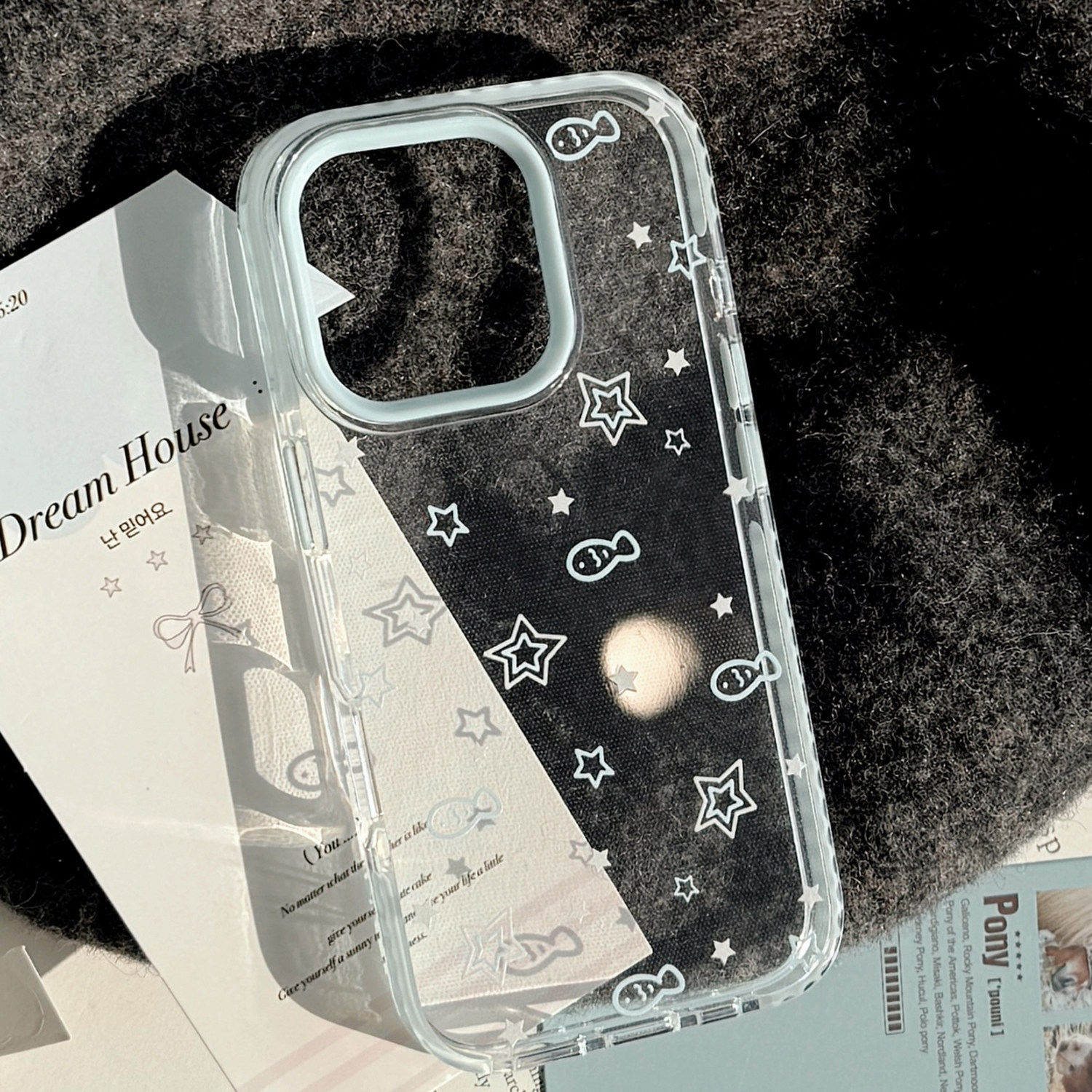 小清新ins夏日蓝色星星小鱼带链条适用苹果16promax手机壳iphone17新款15pro女款14简约小众11全包软壳日韩风