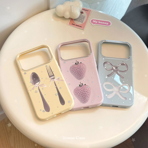 韩风鎏金水果刀叉适用苹果17promax手机壳iphone17新款15pro女款14个性时尚13创意16高颜值13女软壳保护套