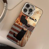 ins秋冬辣妹豹纹条纹猫咪17适用苹果16ProMax手机壳iPhone16全包12新款 15Promax保护套13闪粉11镜头膜美拉德