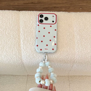 彩色简约小波点适用苹果17promax手机壳iphone16新款15女款14日韩风带挂链13防摔12全包保护套17个性创意11软