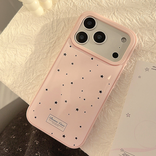 日韩风ins粉底黑星星适用苹果17promax手机壳iphone17新款15pro女款14/15滴胶甜酷简约16保护套少女华为三星