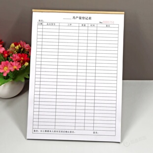生产车间工人月产量统计表一二三联工厂个人月度产量记录表登记本