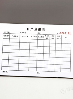工厂车间员工岗位产量记录表生产日报表班组计件单产能记录表定制