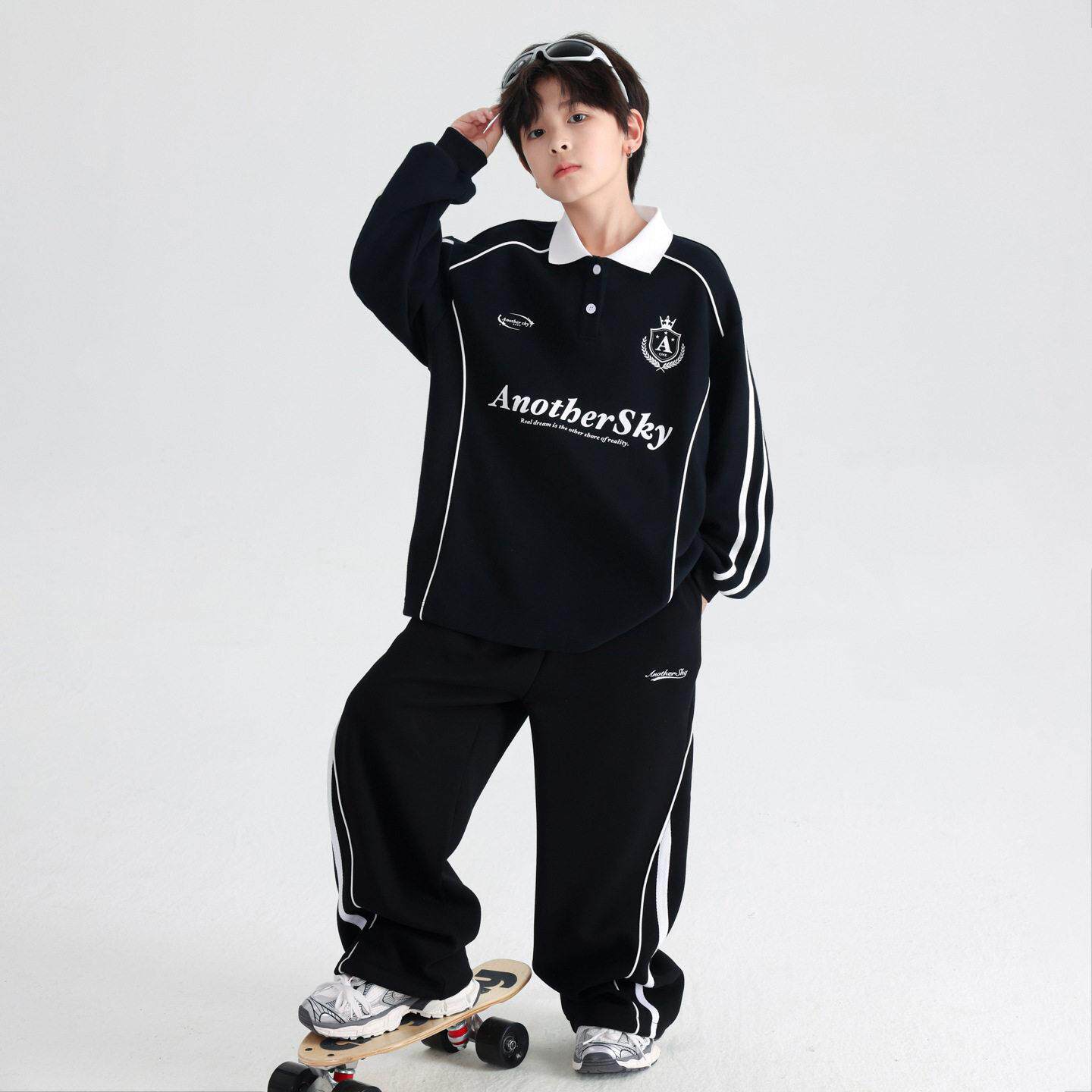 大童春装学院风运动款卫衣套装202新青少年儿6童春季宽松两件套