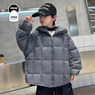 男童厚羽绒服2025套新款冬季男孩连帽加白鸭绒外大童潮酷保暖冬装