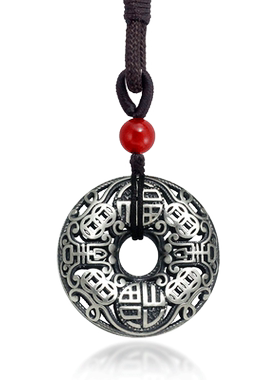 纯银平安扣复古项链坠做旧护身符